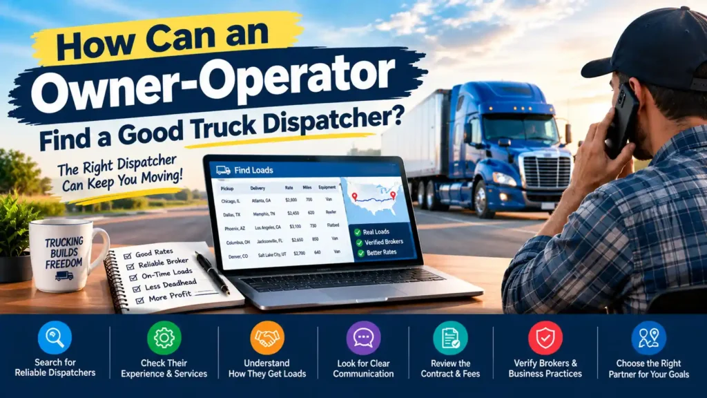 How can an owner-operator find a good truck dispatcher for USA trucking